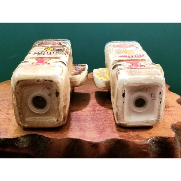 Mid Century Native American Totem Pole Ceramic Salt & Pepper Shakers 3.75" High - Picture 6 of 6